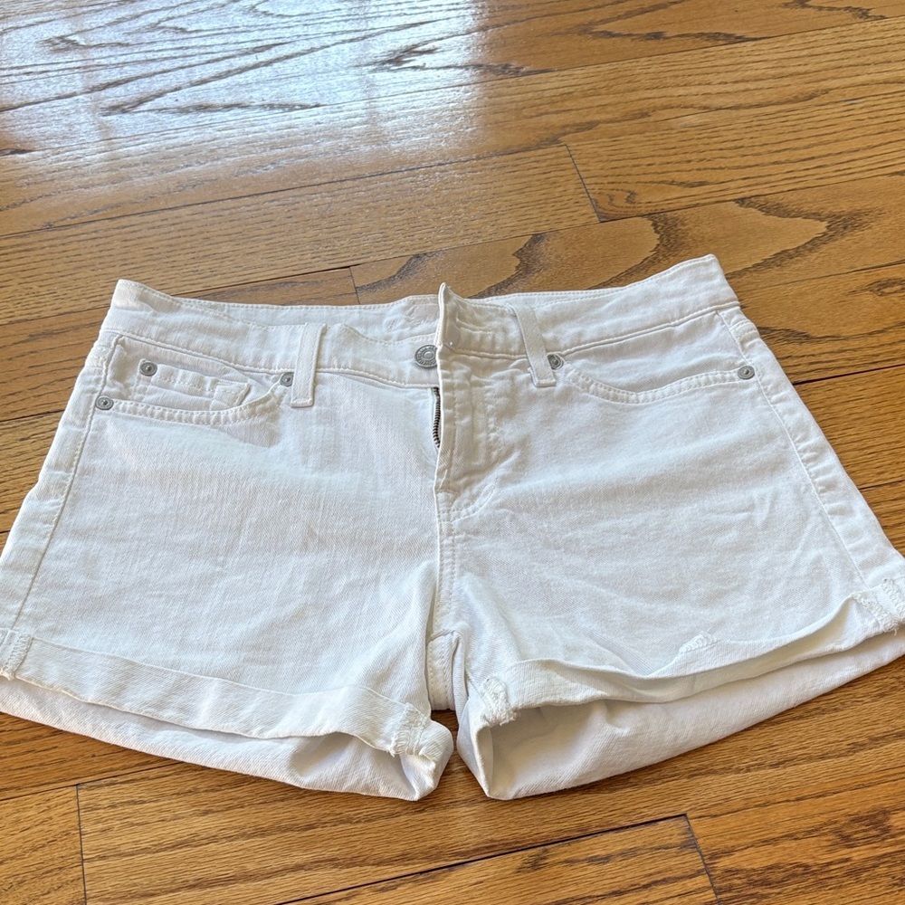 7 For All Mankind Cream Jean Shorts